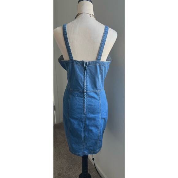 Derek Heart Denim Spaghetti Strap Criss Cross Front Above Knee Stretch Dress XL - Picture 4 of 6
